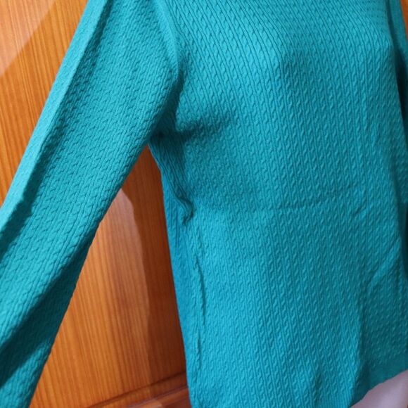 Charter Club Teal Cable Knit Turtle Neck Sweater LG - Picture 6 of 13